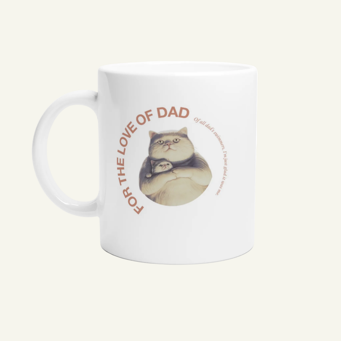 White classic ceramic mug for fathersday with funny text and graphic daddy