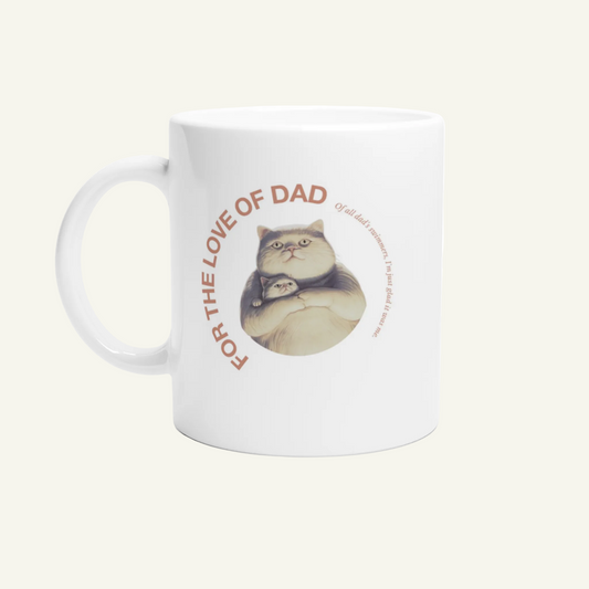 White classic ceramic mug for fathersday with funny text and graphic daddy