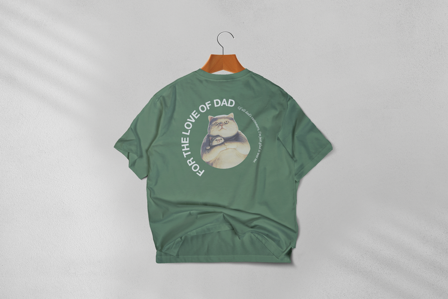 for the love of dad back print tshirt green Jeffrey and his father graphic circle