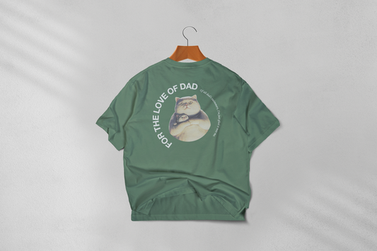 for the love of dad back print tshirt green Jeffrey and his father graphic circle