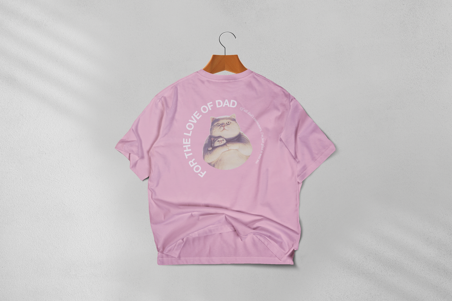 pink  for the love of dad back print t-shirt Jeffrey and his father graphic circle