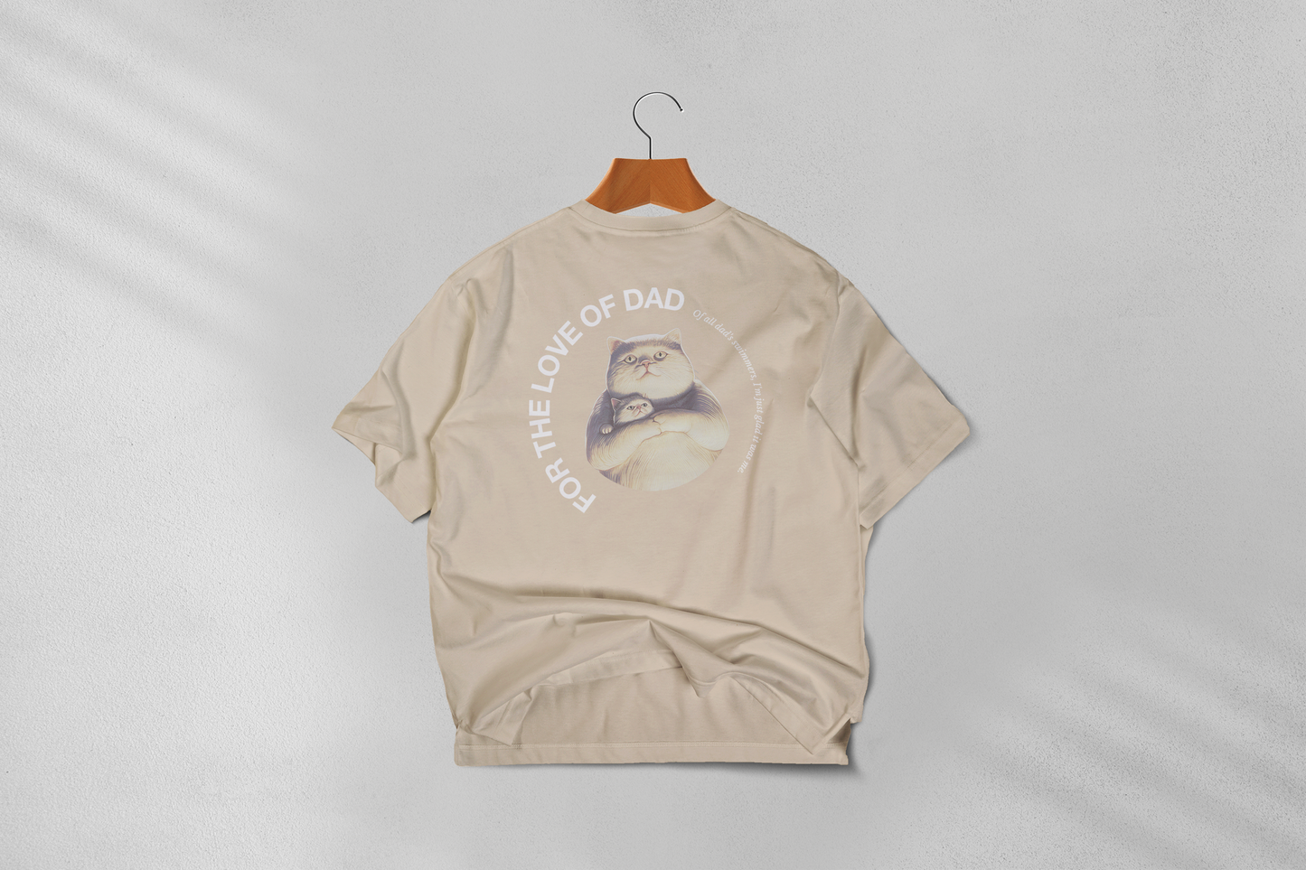 for the love of dad back print tshirt sand color Jeffrey and his father graphic circle